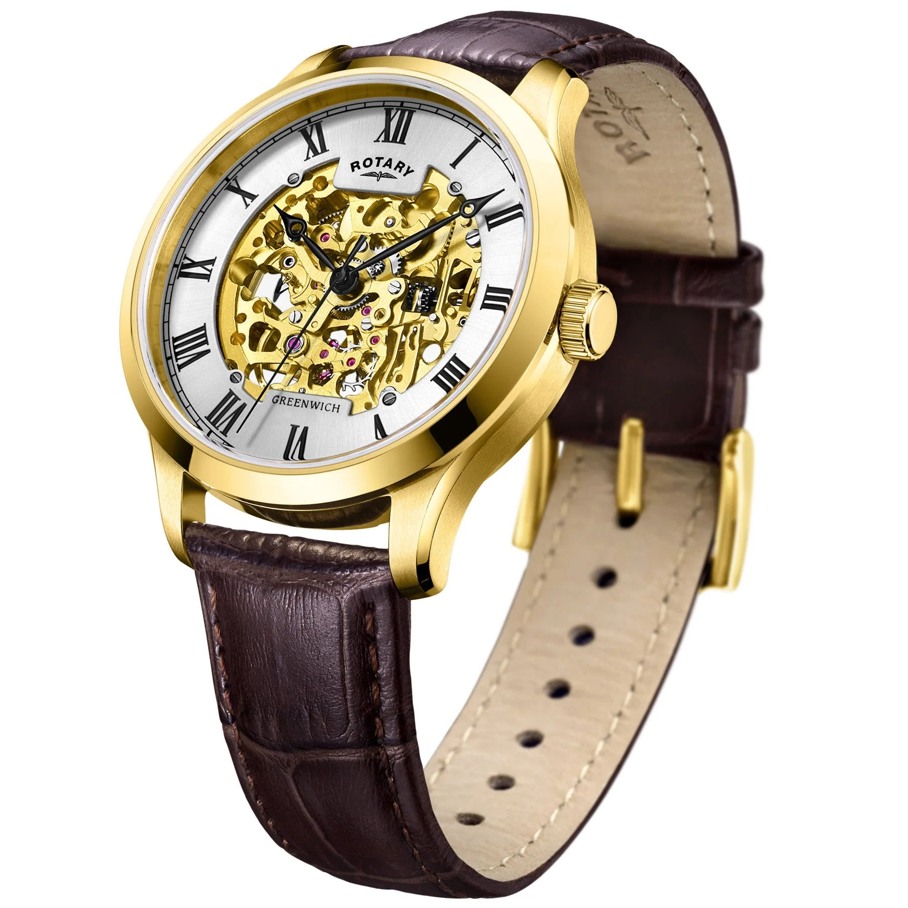 Rotary Greenwich Skeleton Men's Gold Watch - Image 3