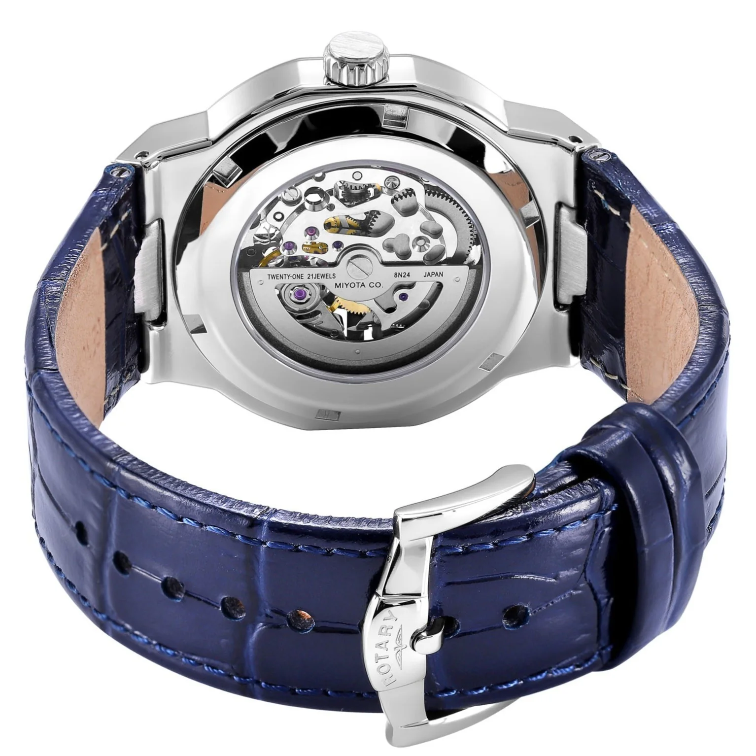 Rotary Regent Skeleton Men's Blue Watch - Image 4